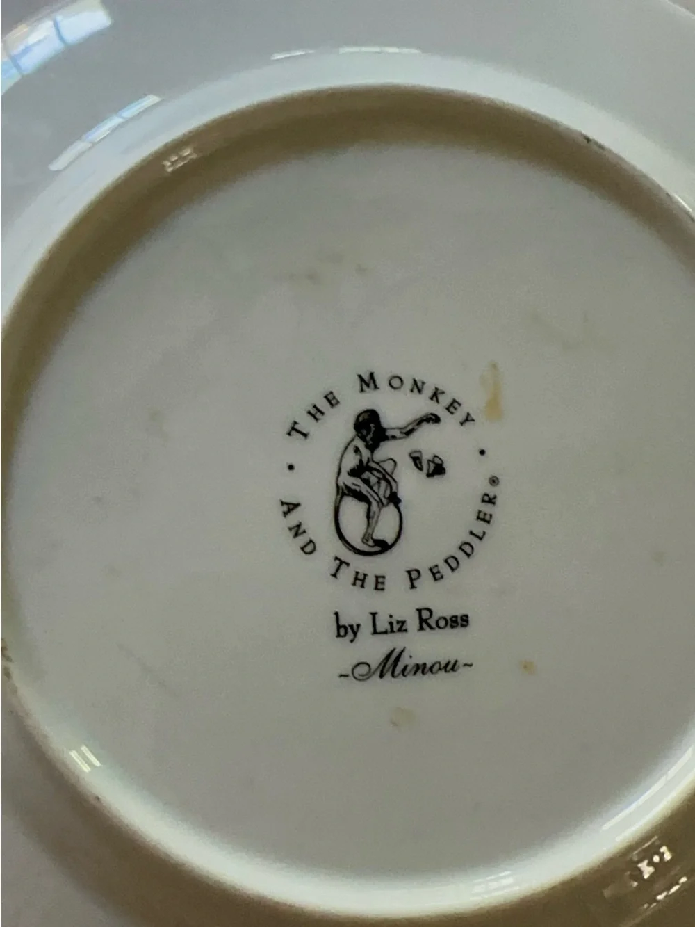 White Ceramic Dessert Plates with Navy Cat Line Drawings - Set of 5